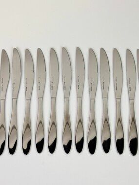 Set of 12 Alessi for Delta Stainless Steel Butter Knife Flatware 7.5" NEW